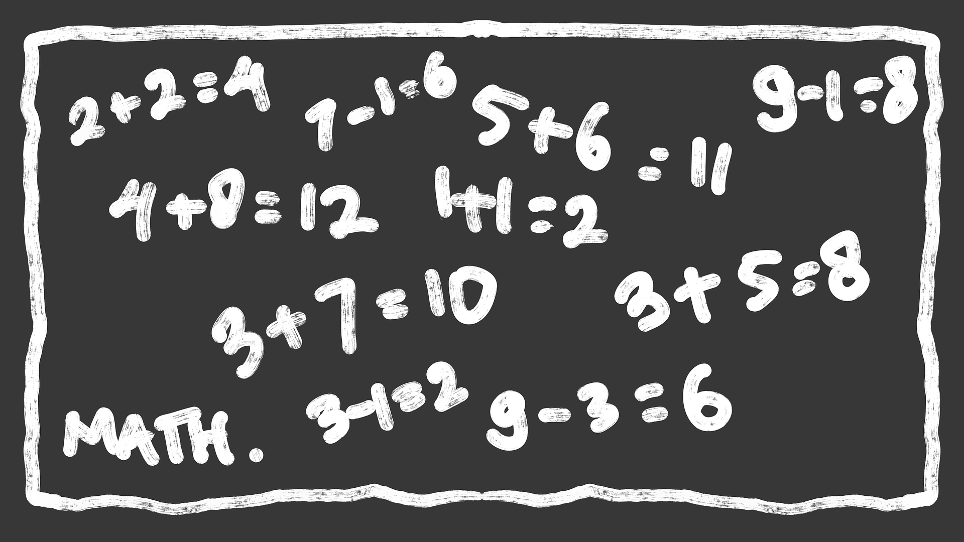 Blackboard with sums written on it.